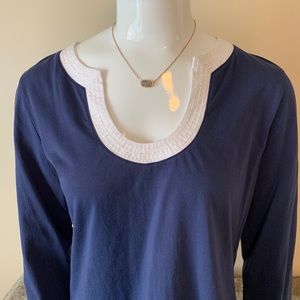 Lilly Pulitzer Navy 100% Pima Cotton Midi Dress